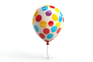 Colorful Polka Dot Balloon on Plain White Background