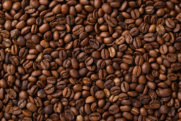 Roasted coffee beans background, Arabica coffee
