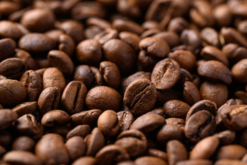 Roasted coffee beans background, Arabica coffee