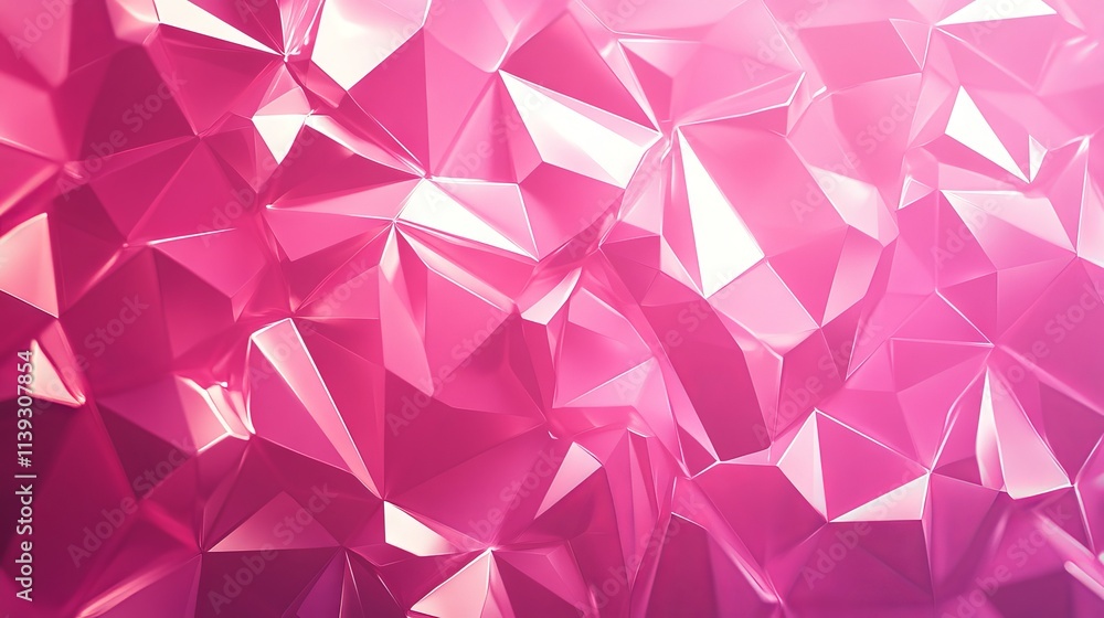 Poster vibrant abstract low poly pink background with geometric shapes and soft gradients for creative proj