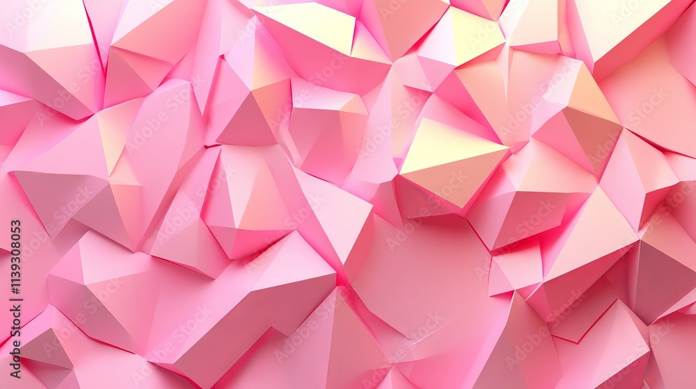Poster vibrant abstract low poly pink background with geometric shapes and soft gradients for creative proj