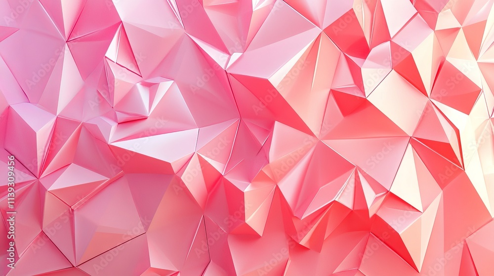 Poster vibrant abstract low poly pink background with geometric shapes and soft gradients for creative proj