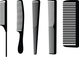 Set of combs silhouette illustration in various model