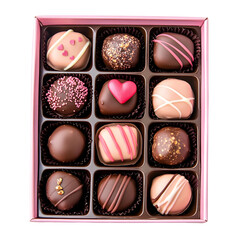 Chocolate Truffles Valentine's in a pink box on transparent background,  Valentine's day, Desserts