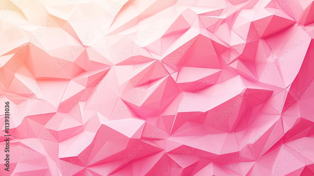 Poster vibrant abstract low poly pink background with geometric shapes and soft gradients for creative proj