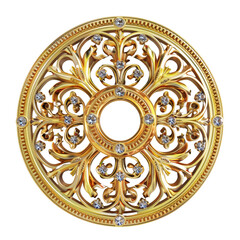 Fototapeta premium Elegant Golden Award Medallion with Intricate Design and Embedded Gems Symbolizing Achievement and Excellence