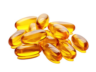 Golden Gel Capsules on Transparent Background