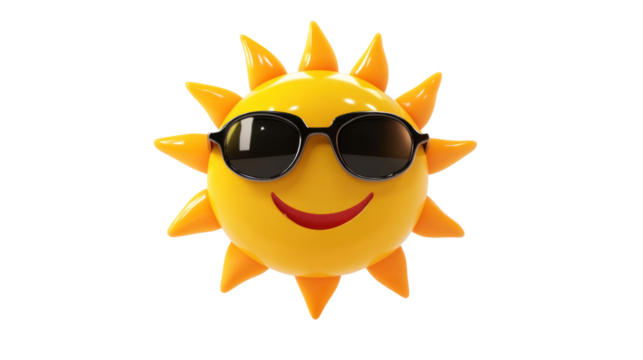 Happy Sun Character with Sunglasses