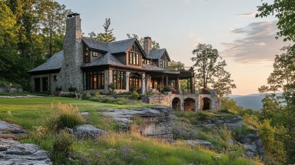 Stone House Majestically Situated On Mountaintop