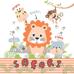 Adorable animals vector illustration playing joyfully in a vibrant forest park with cheerful and whimsical details  