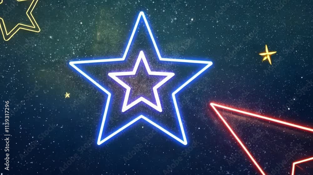 Poster floating star cursor a starshaped cursor glimmers with neon colors of yellow and orange gently float
