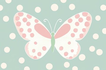 Whimsical Butterfly with Dots on Pale Blue Background