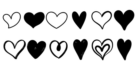 Doodle sketch style of hearts icon vector illustration for concept design.
