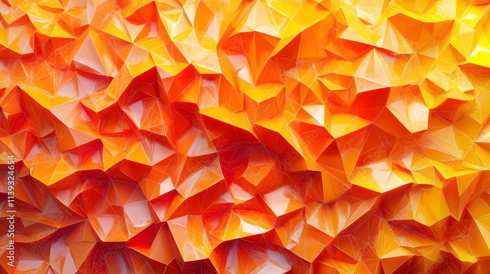 Poster vibrant abstract geometric background in warms of orange and yellow, showcasing dynamic textures and