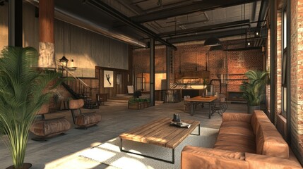 Rustic Industrial Loft Apartment Interior Design