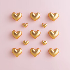 Obraz premium few gold hearts are decorated on a pink background