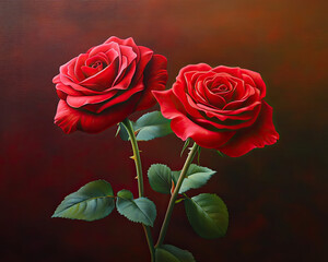 Fototapeta premium Captivating red roses nature garden floral artwork serene background close-up view beauty of nature