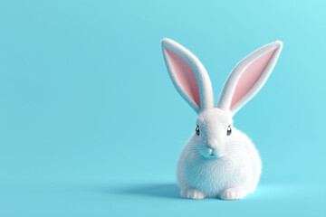 white rabbit on blue background