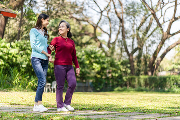 Fototapeta premium Family relationship Asian senior woman with happy daughter mother day concept