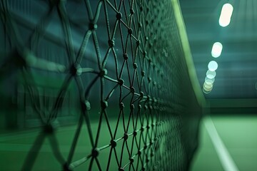 Ultra Hd Visual of Detailed View of Badminton Court Intersection and Net
