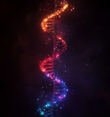 Obraz premium Glowing DNA Strand Concept with Abstract Design, Generative AI