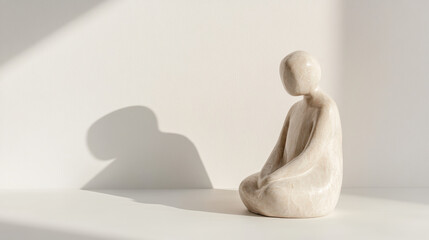 Minimalist Stone Sculpture in Sunlit Space Emphasizing Serenity and Simplicity