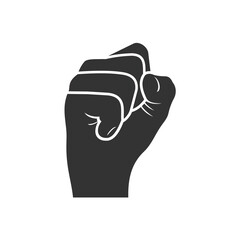Raised fist hand logo vector icon