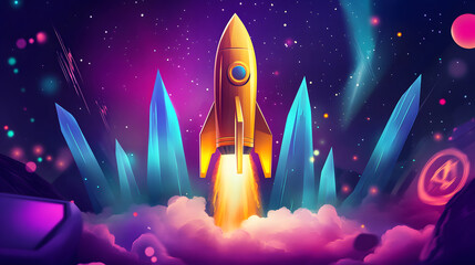 
Business success strategy. Marketing time. Spaceship launch. Rocket 3d icon. Realistic creative conceptual symbol. Exchange Finance markets trader. Banner Launch product on market. vector illustratio