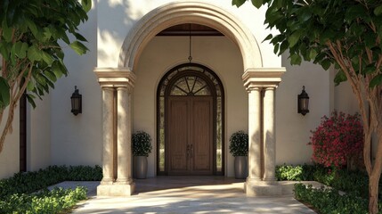 Elegant Mediterranean Home Entrance