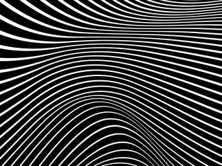 Black background with white abstract line pattern. Modern abstract background.