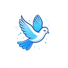 Fototapeta premium Stylized blue dove illustration representing peace and freedom