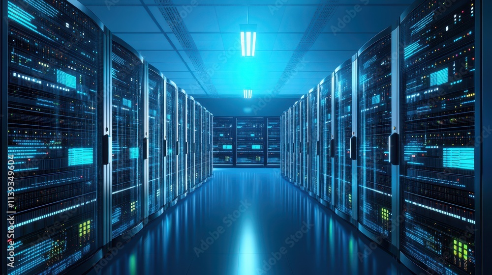 Poster unveiling the powerhouse, a comprehensive look into the server room and its intricate network of ser