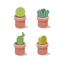 Set of cactus illustration. 3D cactus. 3D cacti. Desert plant. Thorn. Cute cactus. Potted cactus. Home plant.