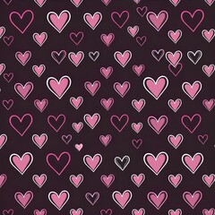 Abstract seamless heart pattern. Hand draw heart pattern  Line art hearts collection. red heart on white, for love. 