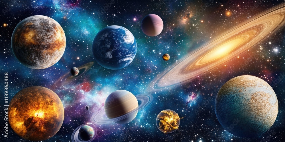 Canvas Prints group of planets in outer space