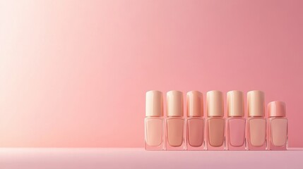 Neutral color nail polish bottles on a white background,Creative flat lay of fashion bright nail polishes,Minimal style,Nude tones color,Beauty blogger concept,beauty,fashion,Copy space.