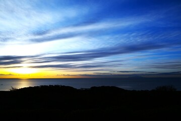 A fantastic scene of the magic hour before dawn. A background material of a beautiful natural phenomenon.