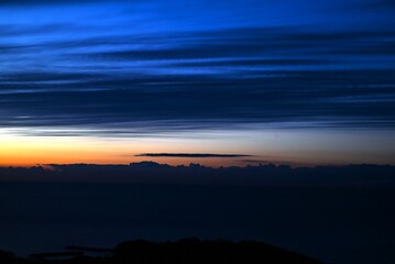 A fantastic scene of the magic hour before dawn. A background material of a beautiful natural phenomenon.