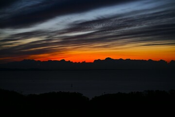 A fantastic scene of the magic hour before dawn. A background material of a beautiful natural phenomenon.
