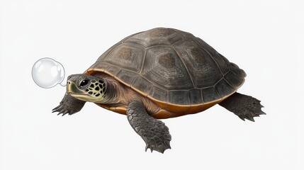 Obraz premium Turtle Blowing Bubbles Playful Reptile Fun