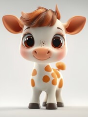 Cute cow on simple background