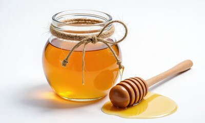 Honey Jar with Dipper and Spill