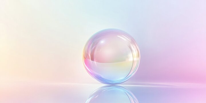 Iridescent sphere on pastel background.  Dreamy, colorful, and abstract.