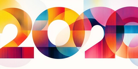 Obraz premium Vibrant 2020 design. Colorful geometric shapes create a modern, festive feel.