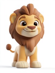 Naklejka premium Cute lion on simple background