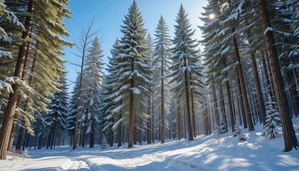 Naklejka premium pine trees in the snow