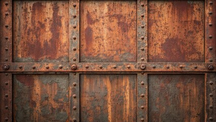 Rusty Metal Panel with Rivets A Weathered Industrial Texture