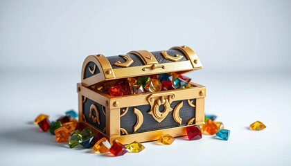 a toy treasure chest on a white background