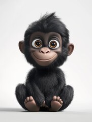 Obraz premium Cute chimpanzee on simple background