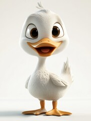 Cute duck on simple background